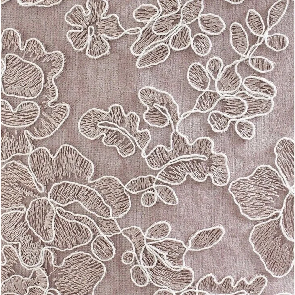 Alex Evenings Dress Gown Midi Size 12 Embroidered Formal Illusion Neckline Pink﻿ - Picture 3 of 8